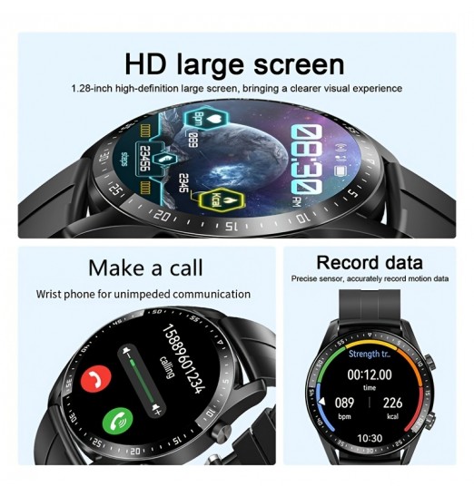 Reloj inteligente, reloj inteligente para hombres, reloj inteligente suinsist para teléfonos Android e iOS (diario/recepción de llamadas, reproductor de música), rastreador de actividad física con monitor de sueño/hora, pantalla táctil Ultra HD a prueba d