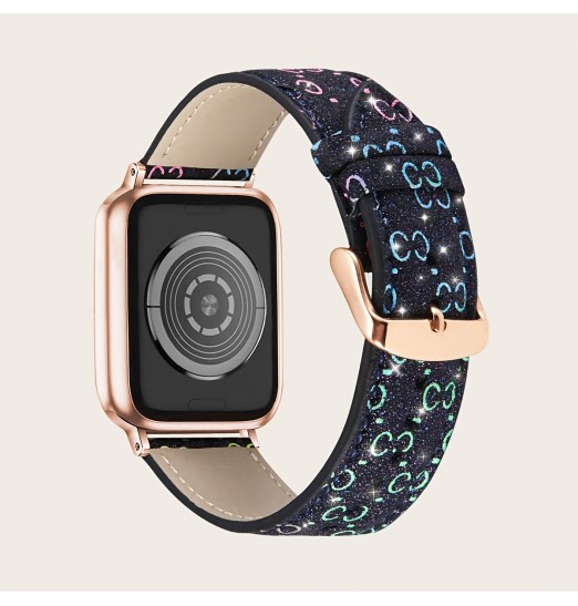 Brillo Bling Negro y amp; Banda de rejilla blanca compatible con iwatch 3/4/5/6/7/se