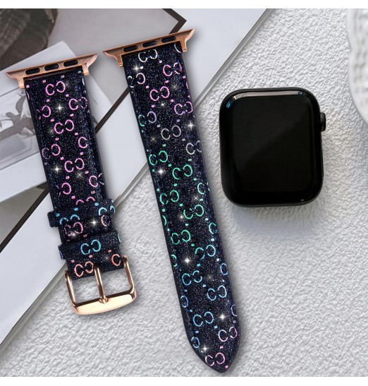 Brillo Bling Negro y amp; Banda de rejilla blanca compatible con iwatch 3/4/5/6/7/se