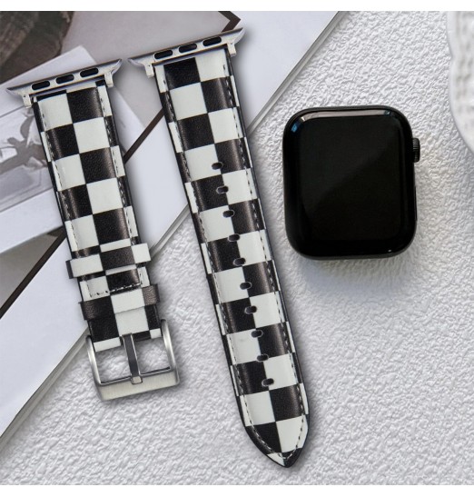 Brillo Bling Negro y amp; Banda de rejilla blanca compatible con iwatch 3/4/5/6/7/se