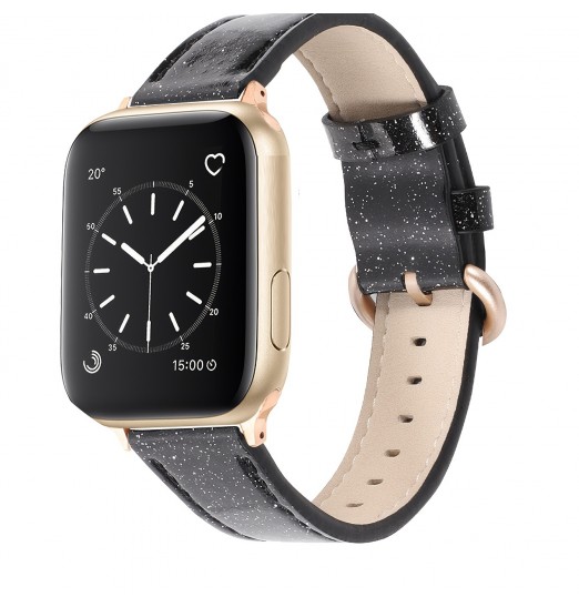 Bandas de cuero Bling Rose Gold compatibles con iwatch Se 7 6 5 4 3, sin reloj