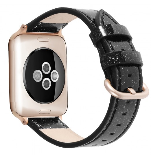 Bandas de cuero Bling Rose Gold compatibles con iwatch Se 7 6 5 4 3, sin reloj