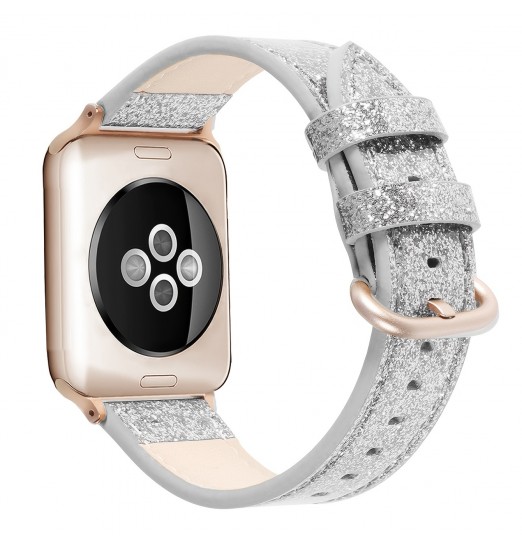 Bandas de cuero Bling Rose Gold compatibles con iwatch Se 7 6 5 4 3, sin reloj