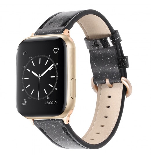 Bandas de cuero Bling Rose Gold compatibles con iwatch Se 7 6 5 4 3, sin reloj