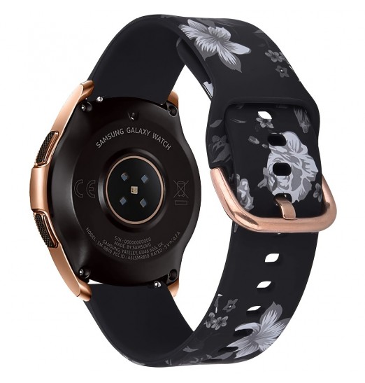 Correa de reloj de silicona con estampado de hebilla universal de 20 mm (hebilla de oro rosa) para Samsung Galaxy Watch