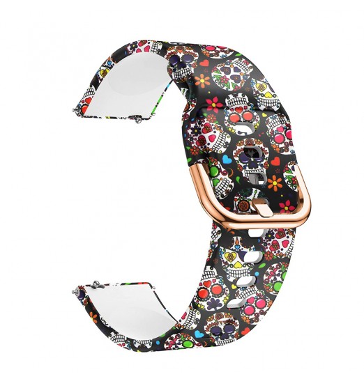 Correa de reloj de silicona con estampado de hebilla universal de 20 mm (hebilla de oro rosa) para Samsung Galaxy Watch