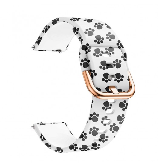 Correa de reloj de silicona con estampado de hebilla universal de 20 mm (hebilla de oro rosa) para Samsung Galaxy Watch