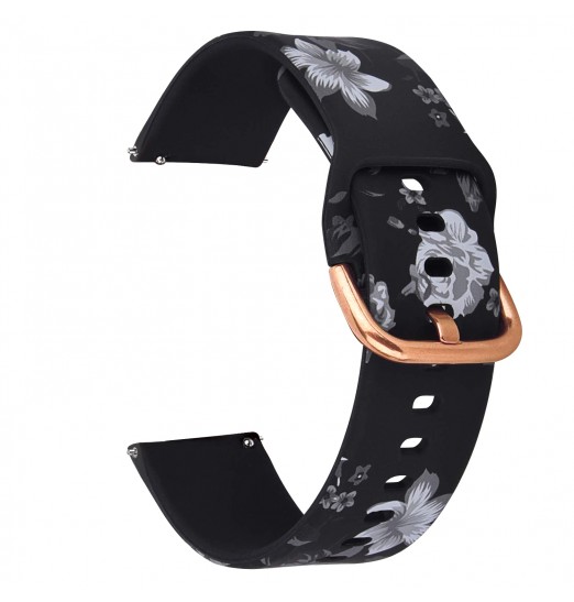 Correa de reloj de silicona con estampado de hebilla universal de 20 mm (hebilla de oro rosa) para Samsung Galaxy Watch