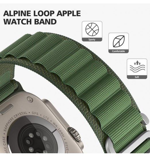 Alpine Loop Bands Compatible para Apple Watch Ultra 49 mm Band 38 mm 40 mm 41 mm 45 mm 44 mm 42 mm Nylon Sport Solo Loop Woven Wristband Correa de repuesto para,iwatch Ultra