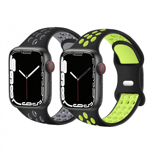 Paquete de 2 bandas deportivas compatibles con iwatch Ultra 49 mm 45 mm 44 mm 42 mm 41 mm 40 mm 38 mm Iwatch Series 8 7 6 5 4 3 2 1, correas de repuesto de silicona suave para hombres y mujeres