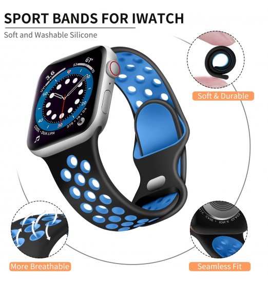 Paquete de 2 bandas deportivas compatibles con iwatch Ultra 49 mm 45 mm 44 mm 42 mm 41 mm 40 mm 38 mm Iwatch Series 8 7 6 5 4 3 2 1, correas de repuesto de silicona suave para hombres y mujeres