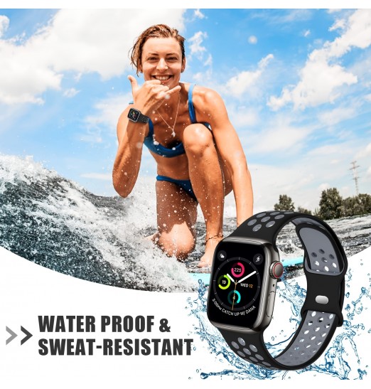 Paquete de 2 bandas deportivas compatibles con iwatch Ultra 49 mm 45 mm 44 mm 42 mm 41 mm 40 mm 38 mm Iwatch Series 8 7 6 5 4 3 2 1, correas de repuesto de silicona suave para hombres y mujeres