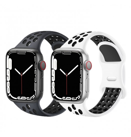 Paquete de 2 bandas deportivas compatibles con iwatch Ultra 49 mm 45 mm 44 mm 42 mm 41 mm 40 mm 38 mm Iwatch Series 8 7 6 5 4 3 2 1, correas de repuesto de silicona suave para hombres y mujeres