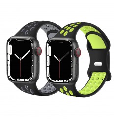 Paquete de 2 bandas deportivas compatibles con iwatch Ultra 49 mm 45 mm 44 mm 42 mm 41 mm 40 mm 38 mm Iwatch Series 8 7 6 5 4 3 2 1, correas de repuesto de silicona suave para hombres y mujeres