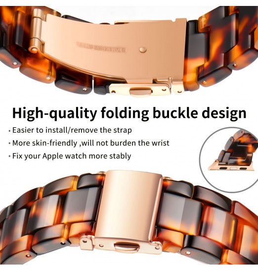 Bandas de resina de moda compatibles con iwatch Ultra 49 mm 45 mm 44 mm 42 mm 41 mm 40 mm 38 mm Iwatch Series 8 7 6 5 4 3 2 1 Se, reemplazo con hebilla de acero inoxidable de cobre Mujeres Hombres