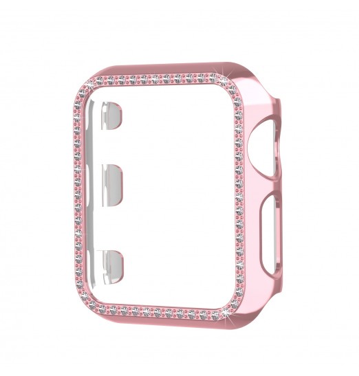 Estuche de brillo nacarado con diamantes de imitación, [sin protector de pantalla] Accesorios de parachoques de protección de PC duro, para Apple Watch Series 3 2 1 38 mm 42 mm