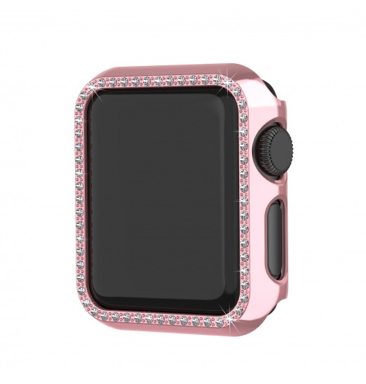 Estuche de brillo nacarado con diamantes de imitación, [sin protector de pantalla] Accesorios de parachoques de protección de PC duro, para Apple Watch Series 3 2 1 38 mm 42 mm