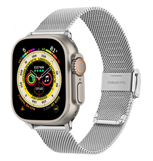 Correa de malla compatible con Apple Watch Ultra Band 49 mm 45 mm 44 mm 42 mm 41 mm 40 mm 38 mm Pulsera de acero inoxidable para Iwatch Ultra Series 8/7/6/5/4/3/2/1 Se