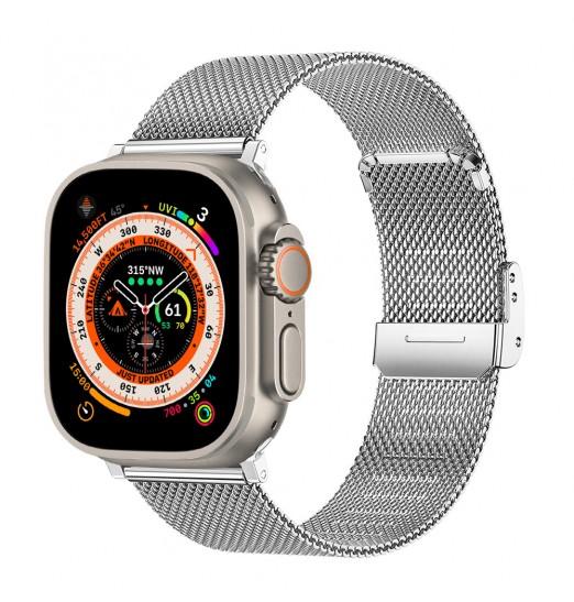 Pulsera de metal compatible con Apple Watch Band ULTra 49mm 45mm 44mm 42mm 41mm 40mm 38mm correa de malla de acero inoxidable para Iwatch Se Series 8/7/6/5/4/3/2/1 Ultra pulsera