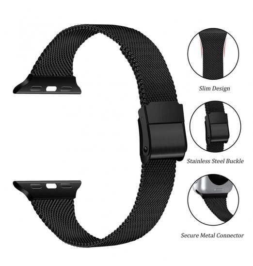 Bandas delgadas de malla delgada compatibles con Apple Watch Ultra Band 49 mm 45 mm 44 mm 42 mm 41 mm 40 mm 38 mm Correa de acero inoxidable para Iwatch Series 8/7/6/5/4/3/2/1 / se Ultra Mujeres Hombres