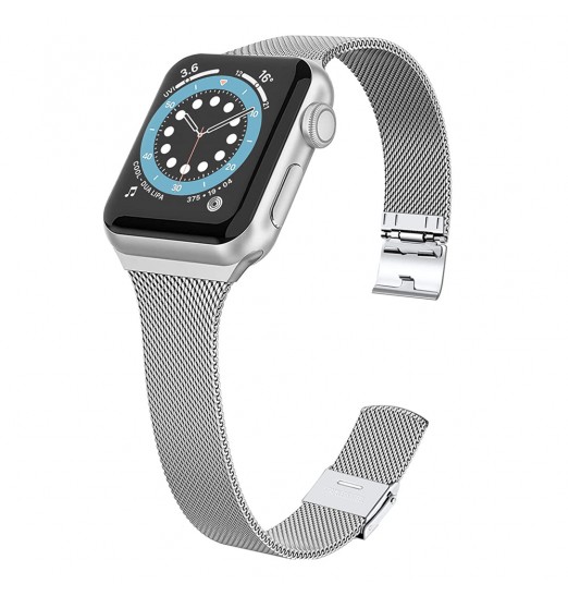 Bandas delgadas de malla delgada compatibles con Apple Watch Ultra Band 49 mm 45 mm 44 mm 42 mm 41 mm 40 mm 38 mm Correa de acero inoxidable para Iwatch Series 8/7/6/5/4/3/2/1 / se Ultra Mujeres Hombres