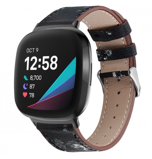 Correas de cuero compatibles con Fitbit Versa 3/fitbit Sense Watch Bands para mujeres y hombres, banda de repuesto ajustable suave y transpirable para Versa 3/sense