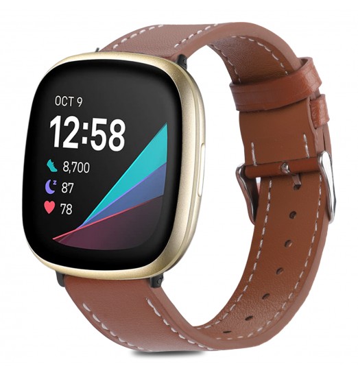 Correas de cuero compatibles con Fitbit Versa 3/fitbit Sense Watch Bands para mujeres y hombres, banda de repuesto ajustable suave y transpirable para Versa 3/sense