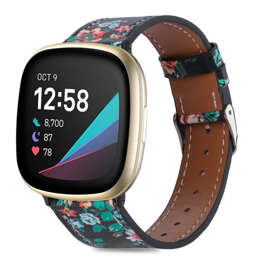 Correas de cuero compatibles con Fitbit Versa 3/fitbit Sense Watch Bands para mujeres y hombres, banda de repuesto ajustable suave y transpirable para Versa 3/sense