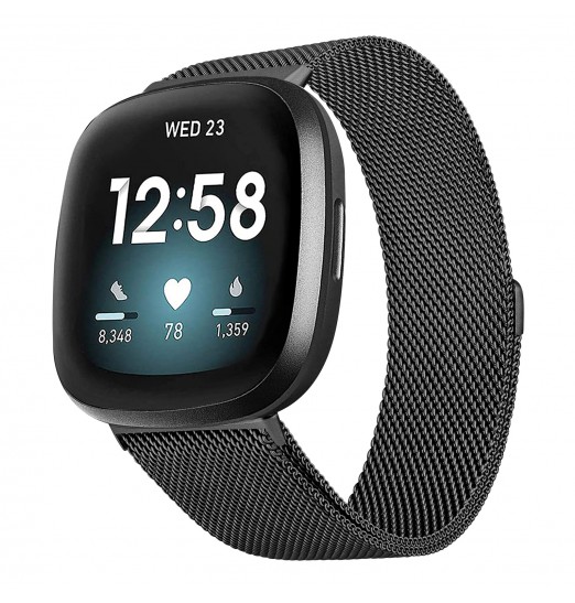 Bandas compatibles con Fitbit Versa 3/fitbitsense, pulsera ajustable magnética de malla de bucle de acero inoxidable transpirable para Fitbit Versa 3 para mujeres y hombres