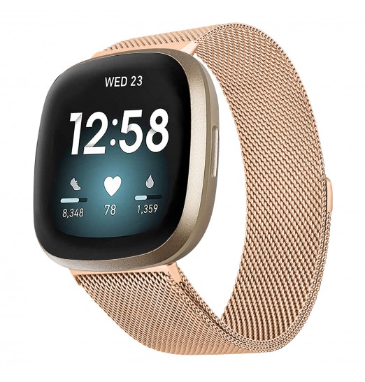 Bandas compatibles con Fitbit Versa 3/fitbitsense, pulsera ajustable magnética de malla de bucle de acero inoxidable transpirable para Fitbit Versa 3 para mujeres y hombres