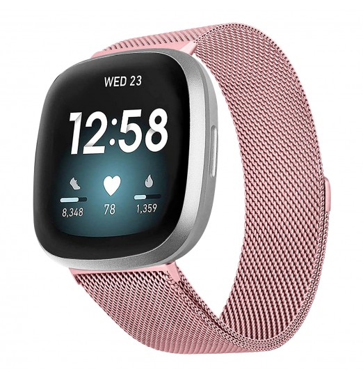 Bandas compatibles con Fitbit Versa 3/fitbitsense, pulsera ajustable magnética de malla de bucle de acero inoxidable transpirable para Fitbit Versa 3 para mujeres y hombres