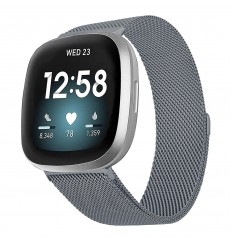 Bandas compatibles con Fitbit Versa 3/fitbitsense, pulsera ajustable magnética de malla de bucle de acero inoxidable transpirable para Fitbit Versa 3 para mujeres y hombres