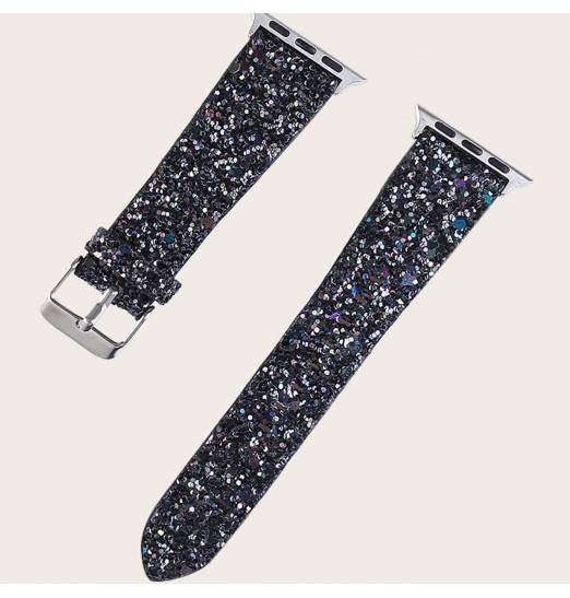 Bandas brillantes compatibles con Apple Watch Band 38 mm 40 mm 41 mm 42 mm 44 mm 45 mm 49 mm Mujeres, Iwatch Correa Shiny Bling Glitter Pulsera de cuero para Apple Watch Series 8 7 6 5 4 3 2 1 Se Ultra