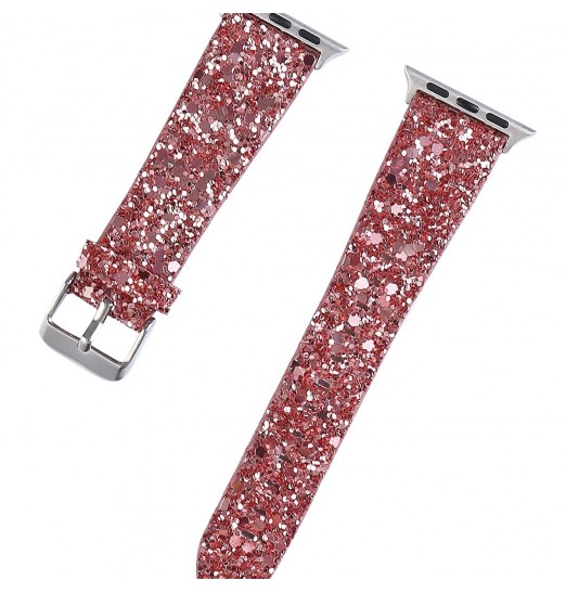 Bandas brillantes compatibles con Apple Watch Band 38 mm 40 mm 41 mm 42 mm 44 mm 45 mm 49 mm Mujeres, Iwatch Correa Shiny Bling Glitter Pulsera de cuero para Apple Watch Series 8 7 6 5 4 3 2 1 Se Ultra