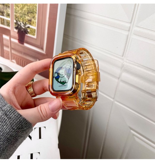 Correa suave de silicona transparente Jelly Tpu a prueba de golpes con pulsera de cubierta de parachoques para iwatch 8 7 6 5 4 3 2 1 Se