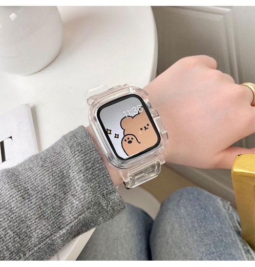 Correa suave de silicona transparente Jelly Tpu a prueba de golpes con pulsera de cubierta de parachoques para iwatch 8 7 6 5 4 3 2 1 Se