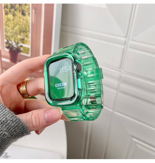 Correa suave de silicona transparente Jelly Tpu a prueba de golpes con pulsera de cubierta de parachoques para iwatch 8 7 6 5 4 3 2 1 Se