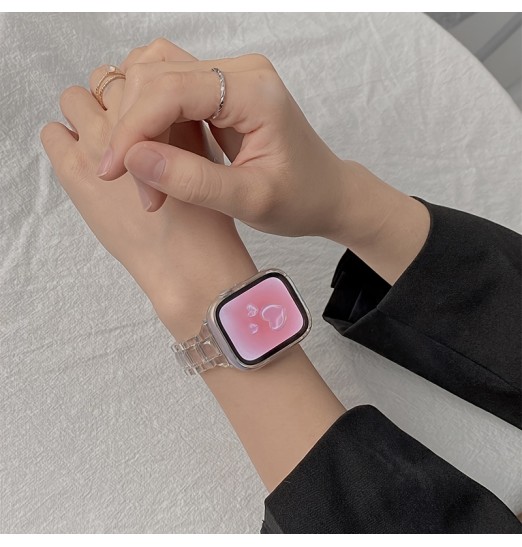 Bonita y hermosa pulsera de cristal transparente para iwatch Band Series Se 8 7 6 5 4 3 2 1, banda para 38/40/41mm 42/44/45/49mm