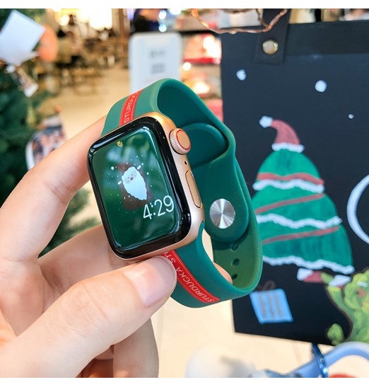 Estilo navideño para Apple Watch 8/7/6/5/4/3/2/1/se Correa de silicona 38/40/41mm 42/44/45/49mm