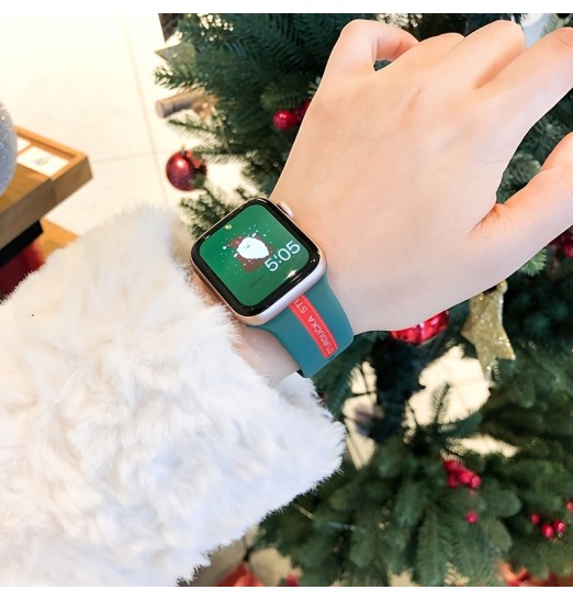 Estilo navideño para Apple Watch 8/7/6/5/4/3/2/1/se Correa de silicona 38/40/41mm 42/44/45/49mm