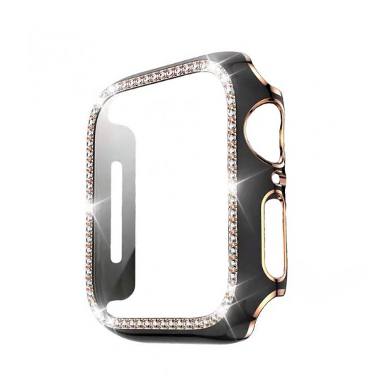 Estuche protector adecuado para Apple Iwatch7 Generation Estuche protector ahuecado de dos colores de una sola fila Sparkle Pc