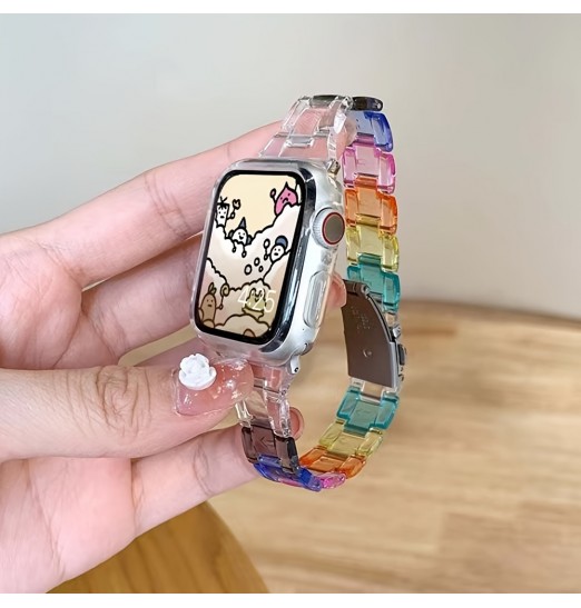 Correa de color transparente para Apple Watch Series 8/7/6/se/5/4 Diseño de cintura pequeña para Iwatch 45/44/42/41/40/38mm