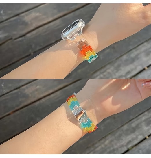 Correa de color transparente para Apple Watch Series 8/7/6/se/5/4 Diseño de cintura pequeña para Iwatch 45/44/42/41/40/38mm