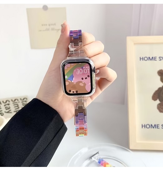 Correa de color transparente para Apple Watch Series 8/7/6/se/5/4 Diseño de cintura pequeña para Iwatch 45/44/42/41/40/38mm