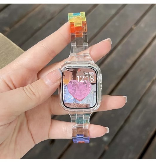 Correa de color transparente para Apple Watch Series 8/7/6/se/5/4 Diseño de cintura pequeña para Iwatch 45/44/42/41/40/38mm