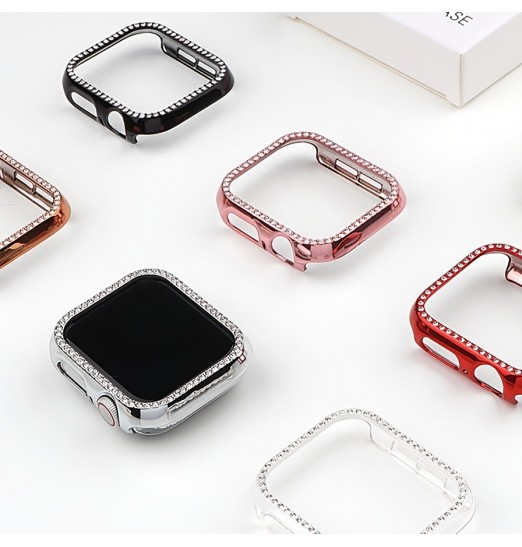 Glitter Bumper Shiny Funda protectora para Apple reloj 8 7, 45 mm 41 mm Caja de reloj de color galvanizada para ireloj Series 8 7 6 5 4 3 Se 40 mm 44 mm 38 mm 42 mm