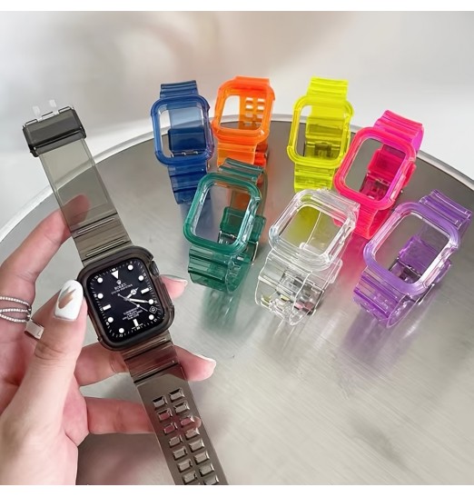 Correa de reloj Glacier transparente para Apple Watch Ultra 49 mm Correa de reloj transparente para Iwatch Series 8 7 6 5 4 3 Se 45 mm 41 mm 40 mm 44 mm 42 mm 40 mm, sin reloj