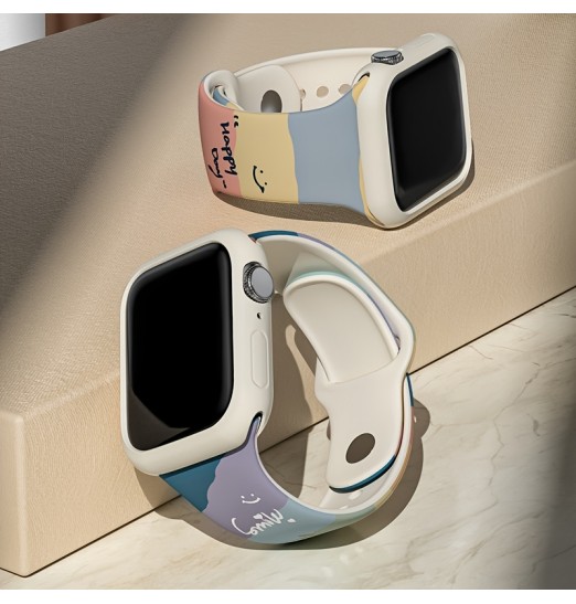 Correa de silicona con estampado de arcoíris para Apple Watch 8/7/6/5/4/3/2/1/se 38/40/41mm 42/44/45mm