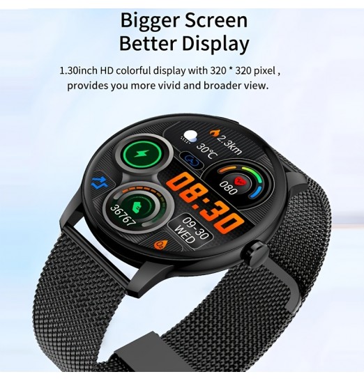 Smart Watch Bt Call Fitness Tracker Monitor de ritmo cardíaco Dial impermeable Reloj inteligente