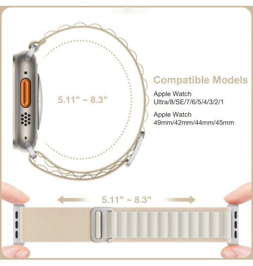 Correas de nailon para reloj compatibles con Apple Watch Ultra 49 mm 45 mm 44 mm 42 mm 41 mm 40 mm 38 mm Serie 8/7/6/5/4/3/2/1/se, correa de repuesto trenzada tejida deportiva suave para hombres y mujeres, sin reloj